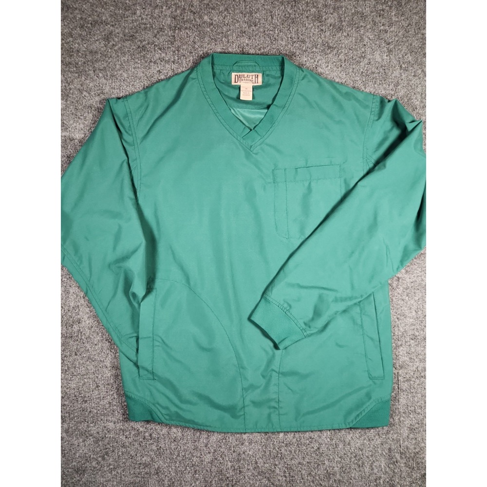 Duluth Trading Co Mens Medium Green V Neck Pullover Bogey Windshirt Jacket 66514